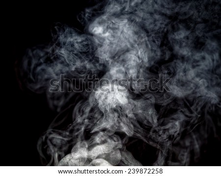 Water vapor steam on black background