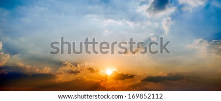 Sunset / sunrise with clouds and light ray.