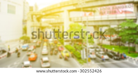 Abstract blurred background :  Traffic jam in the morning rush hour.