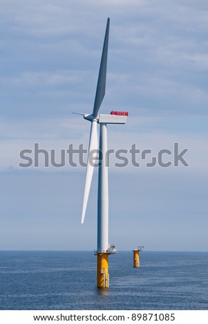 Offshore Wind Turbine in a Windfarm under construction  off the English Coast
