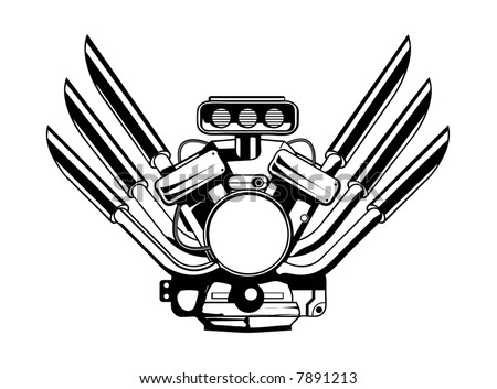 engine tattoo. stock vector : Vector motor