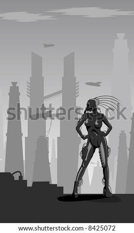 Vector illustration - Industrial gothic girl