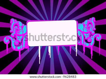 stock vector : Vector lack and pink wallpaper with frame and flourishes #2