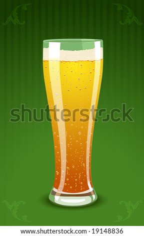 beer glass vector. stock vector : Vector illustration of a eer glass on green floral