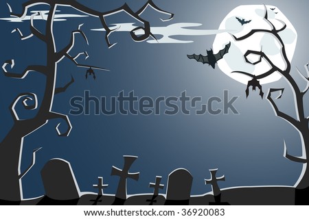 cemetery at night. of a scary night cemetery