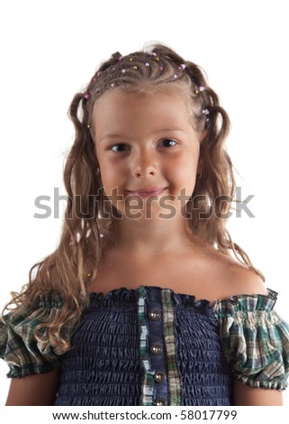 cute hairstyles for young black girls. stock photo : Cute little girl with pigtail hairstyle, isolated on white
