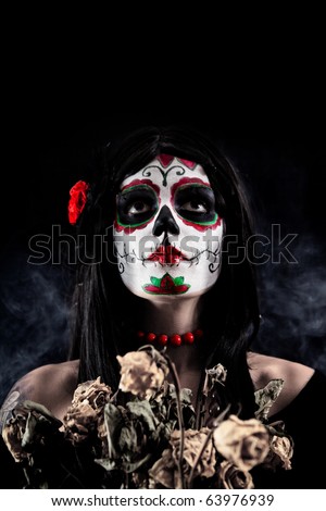 day of dead skull girl. day of dead skull girl. stock