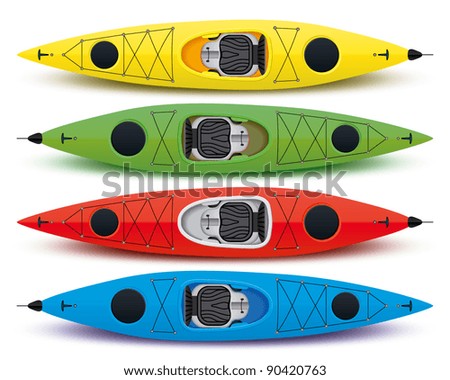 illustration of colored kayaks