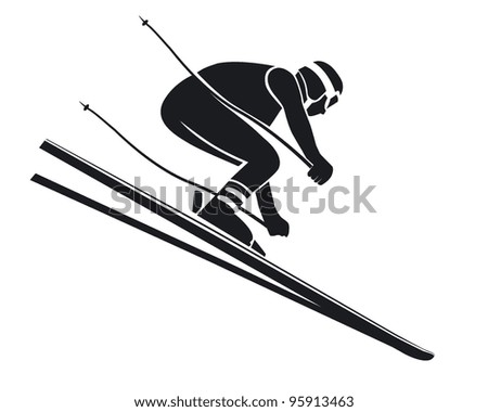 Ski Downhill Ilustración vectorial en stock 95913463 : Shutterstock