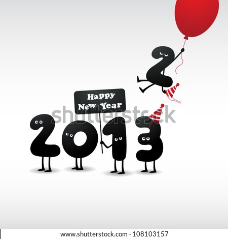 Funny on Funny 2013 New Year S Eve Greeting Card Stock Vector 108103157