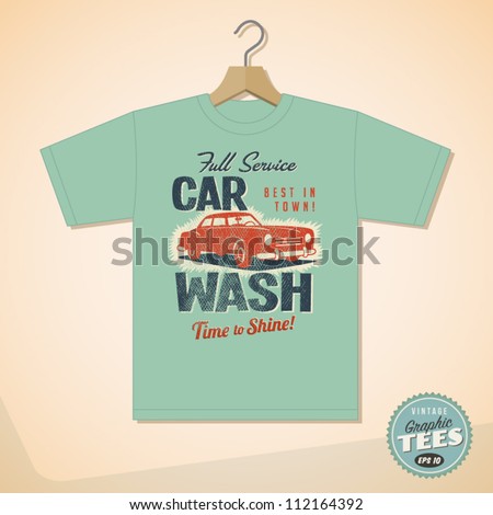 Vintage Graphic T-shirt design Car Wash Vector EPS10 Grunge effects can be easily removed for a cleaner look Vintage Graphic T-shirt design Car Wash Vector EPS10 Grunge effects can be easily removed for a cleaner look
