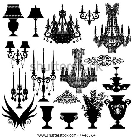 stock vector : Baroque elements, vector silhouette
