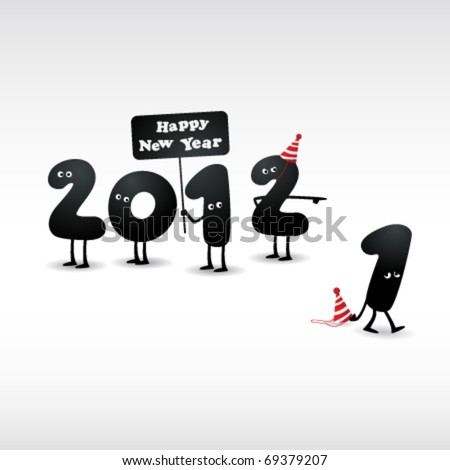 Funny Postcards on Funny 2012 New Year S Eve Greeting Card Stock Vector 69379207