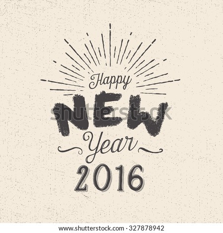 Handmade style greetings card - Happy New Year 2016 - Vector EPS10.