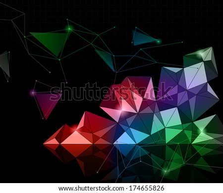 abstract geometric background with bright elements on black
