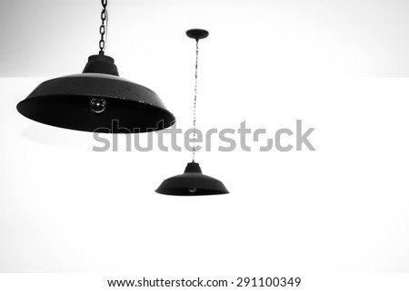 scary,alone room, Black wall lamp with the white wall in white room