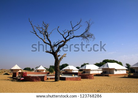 tent camp near Tar desert in India