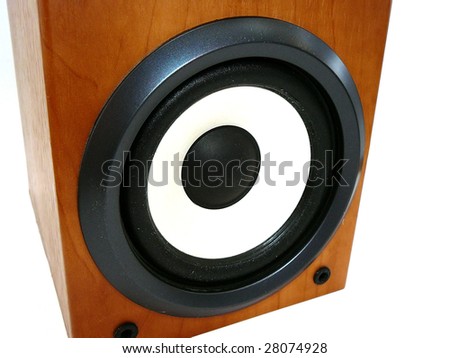 black and white round music speaker close-up