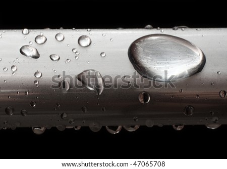 water drops on misted metal tube texture