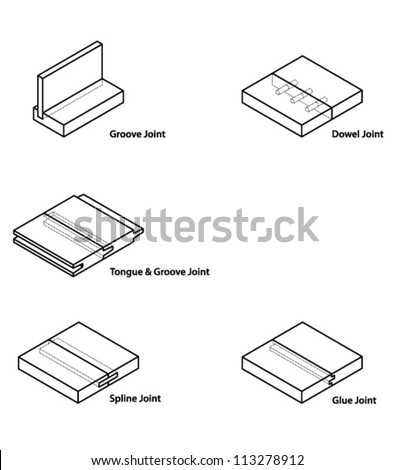set of woodworking/carpentry joints. - stock vector
