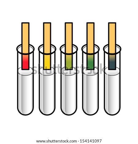 Litmus Ph Test Strips In Test Tubes Showing A Range Of Colours. Stock ...