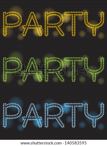 Neon party shiny text design, illustration