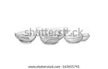 Group of empty vase of glass, isolated on a white background