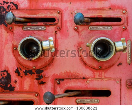 Old fire truck equipment with fading color