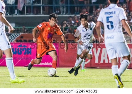 SISAKET THAILAND-OCTOBER 15: Gorka Unda of Sisaket FC. in action during Thai Premier League between Sisaket FC and Buriram Utd at Sri Nakhon Lamduan Stadium on October 15,2014,Thailand