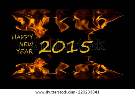 The frame is made of fire patterns figures 2015 and happy new year