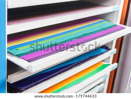 Paper sheet shelf,in stationery shop  - easy to find ,not messy