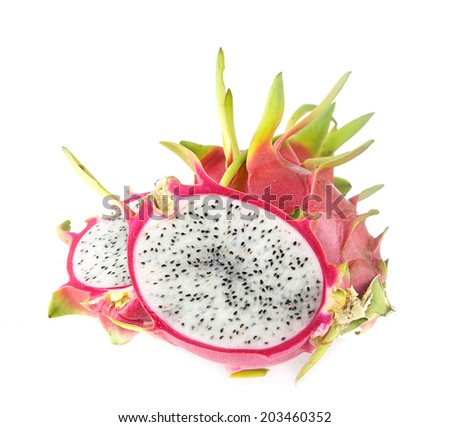 fresh dragon fruit - Hylocercus undatus (Haw) Brit. & Rose  on white background