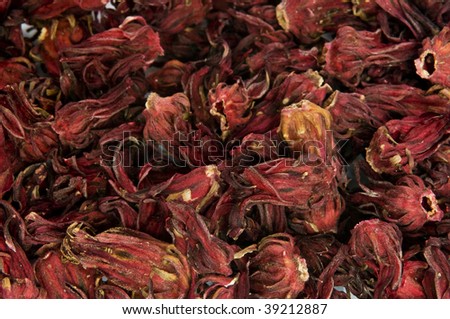 Dry flowers (Hibiscus) for tea leaves of flower tea.
