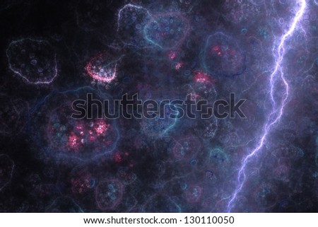 Abstract cellular lifeforms in blue and red - intricate fractal background