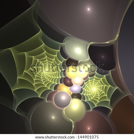Abstract green spider webs (digital rendering)