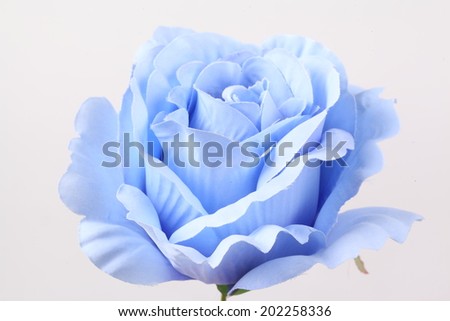 Blue colorful textile rose closeup