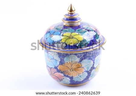 colorful ceramic ware handcraft bowl on white background