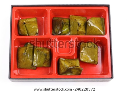 Stack of thai dessert in Japanese lunch box