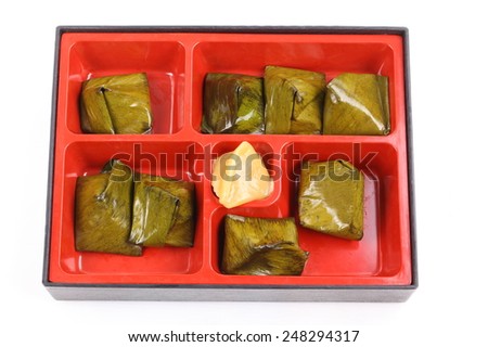 Stack of thai dessert in Japanese lunch box