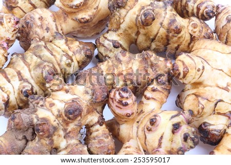 Jerusalem artichoke ( sunroot ) tubers. Helianthus tuberosus