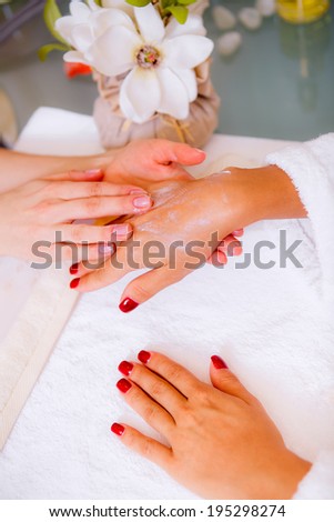 manicure. spa treatments for hands. hand care. beauty salon. Beauty
