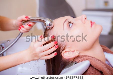 girl in a beauty salon. wash your hair, hair care, health and beauty hair