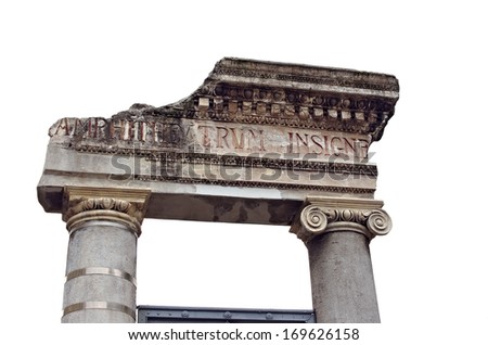 Roman amphitheater (detail) isolated. Location: Catania, Italy.
