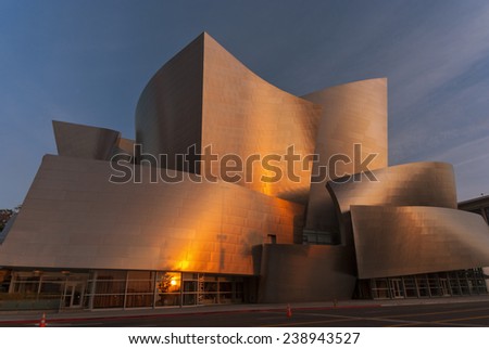 LOS ANGELES, CA/USA - MARCH 9 - The Walt Disney Concert Hall is shown at sunrise on March 9, 2008 in Los Angeles, California, USA
