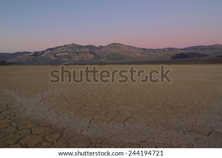 California desert background at dusk. Panamint dry lake bed.