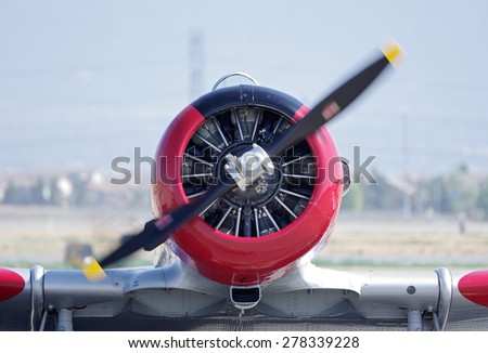 CHINO, CALIFORNIA/USA - MAY 3 - North American T-6 Texan, California National Guard, at the \'Planes of Fame Airshow\'. Shown on May 3, 2015 in Chino, California, USA