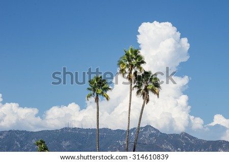 Rapidly evolving large clouds (cumulonimbus) over the San Gabriel Mountains on a very warm summer day. Photo taken on September 8, 2015 from Pasadena, California, USA.