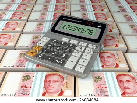 3D Calculator on Singapore currency banknote