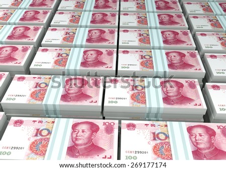 3D stack Piles of china money