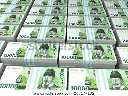 3D stack Piles of South Korea money